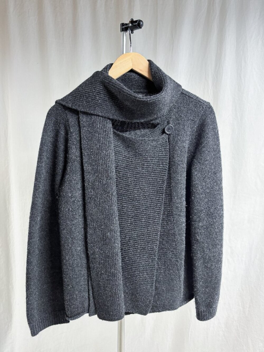 100% Wool Elena Solano Wrap Sweater w/ Built in Scarf